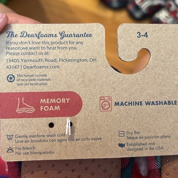 NWT Dearfoams Cozy Baby Bear Plaid Closed‎ Back Slippers Cozy Flannel Lining - Picture 3 of 4